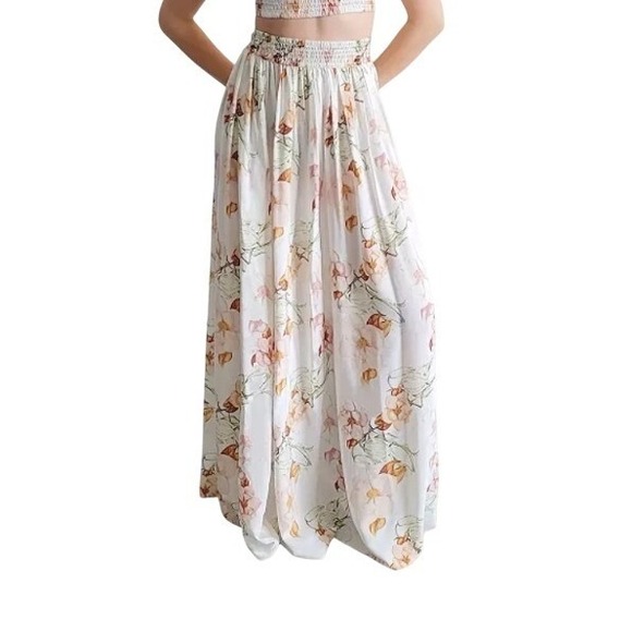 Fourteen Twelve Maxi Skirt Medium Floral Print Elastic Waist Summer Casual NWOT - Picture 1 of 9